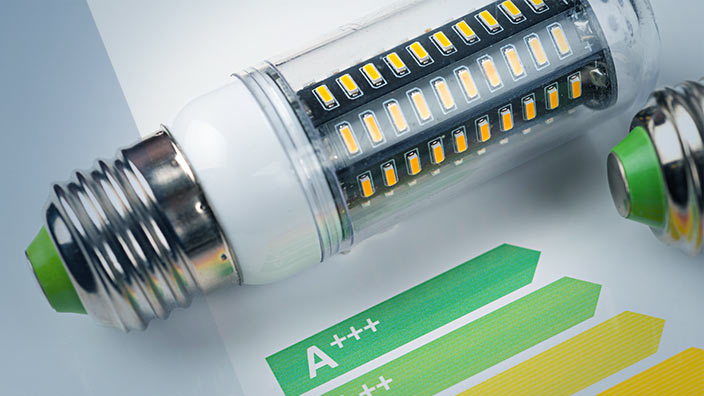 LED Leuchtmittel mit Energieeffizienz-Skala